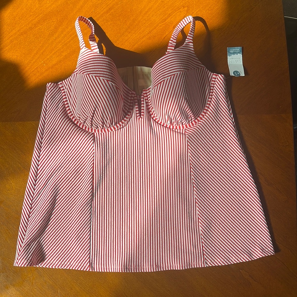 Cacique swim underwire Baconette red and white 42DD